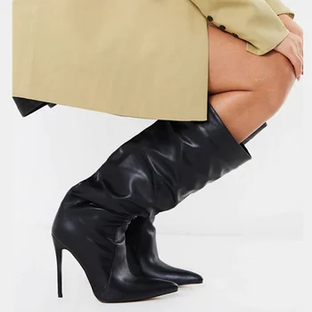 Moda vjetar ženske čizme, visoke čizme velike veličine ženske cipele klinac visoke štikle duge čizme