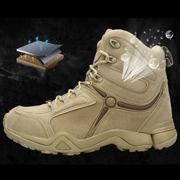 TENNEIGHT Gospodo Taktičke Vojne čizme Prozračna Visoke cipele za desert vojne čizme SWAT Radna obuća otporna na habanje pješačkih cipele
